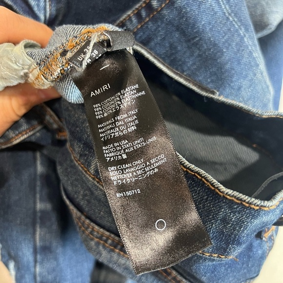 AMIRI Size 34W Dark Wash Distressed Jeans Designer Authentic Denim EUC - Picture 11 of 14